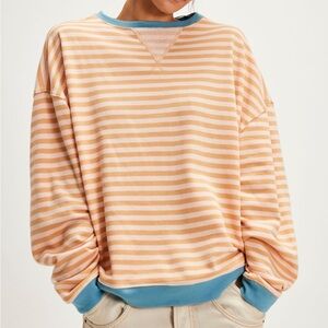 Free People Classic Striped Oversized Crewneck
